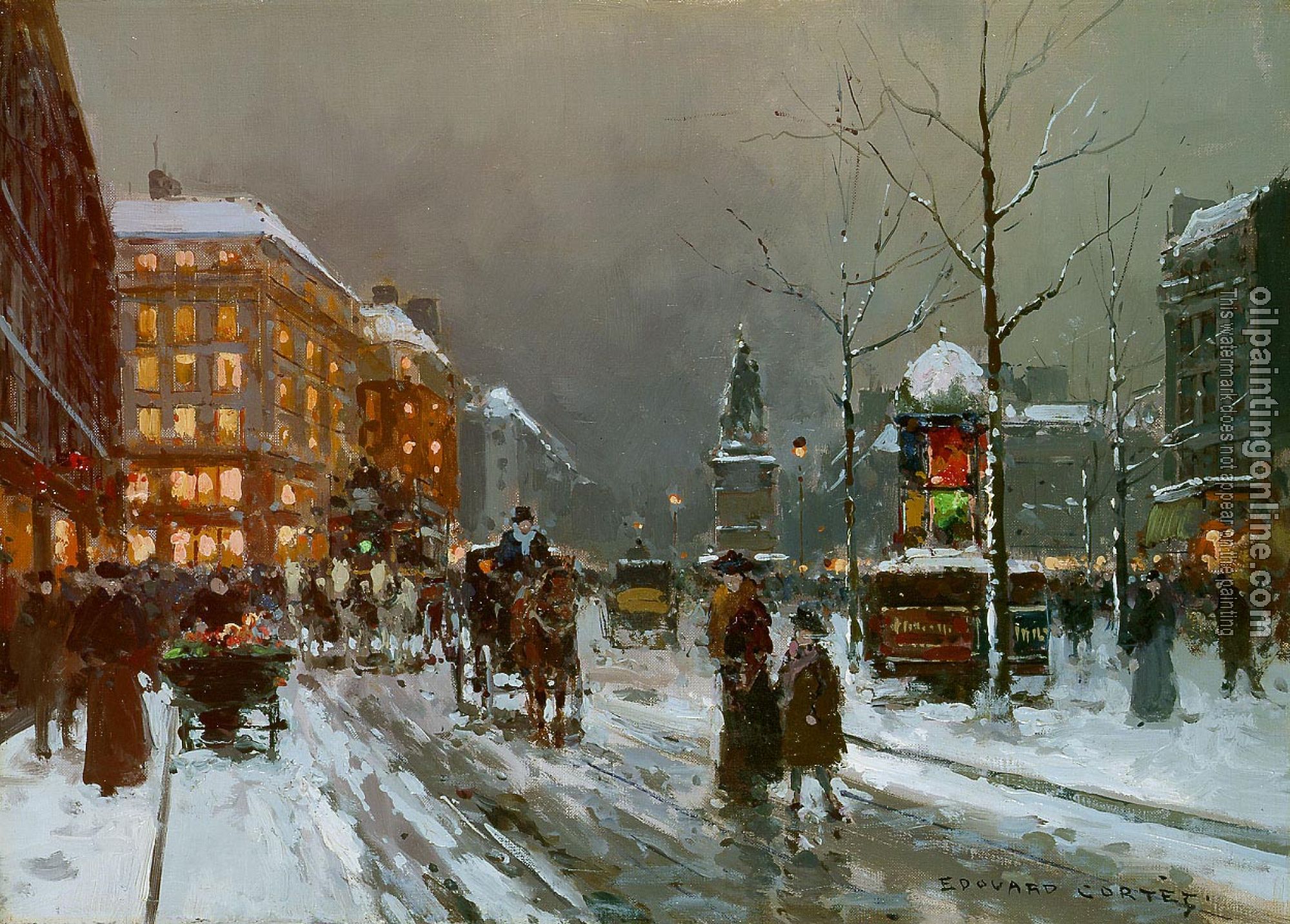 Edouard Cortes - Place de Clichy in Winter